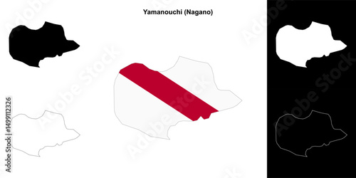 Yamanouchi (Nagano) outline map set