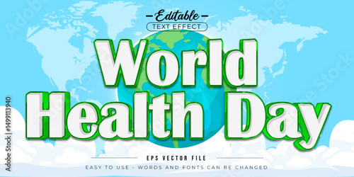 World Health Day poster design editable text effect.