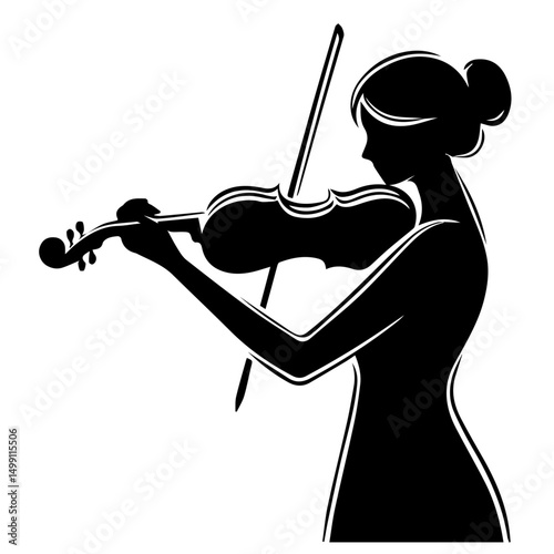 silhouette of a woman with a violin