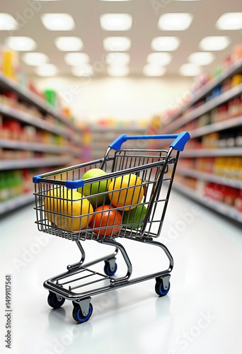 Wallpaper Mural 整然と並ぶ商品棚の間を進むショッピングカートが象徴する、現代的で機能的な買い物スタイルの一瞬

 Torontodigital.ca