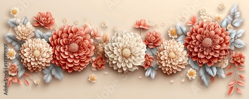 Peach & cream floral banner, pastel background
