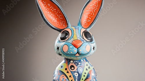 A whimsical rabbit with oversized ears and starry patterns