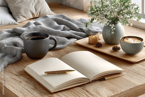Soft daylight over mindful writing setup high resolution picture