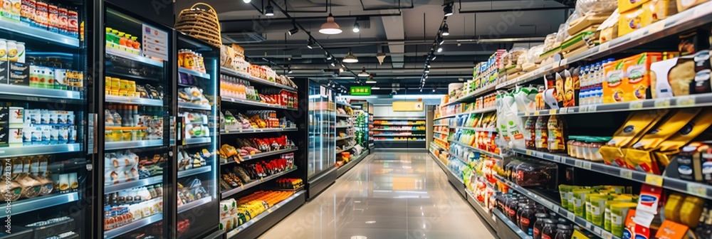 A supermarket with lots of goods on the shelves