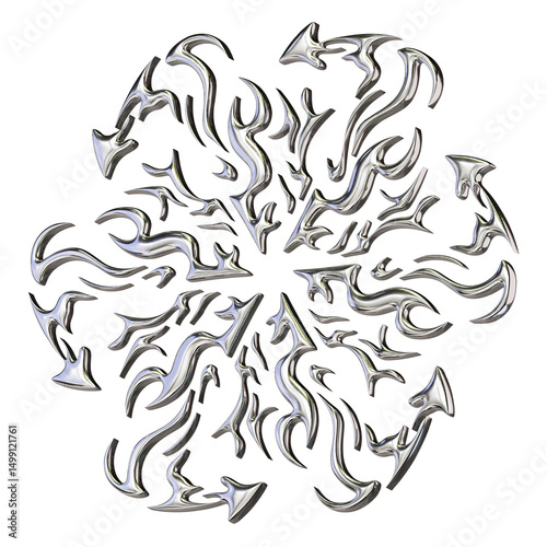 Schilderij op canvas Chrome Energy Sigil – 3D Render on Transparent Background
