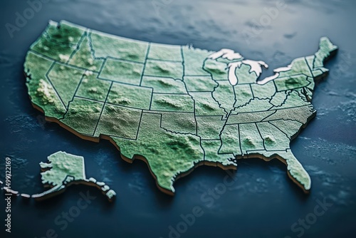 Exploring the topographical map of the United States showcasing varied landscapes and regions of the country