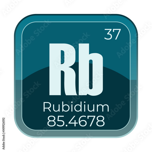 Rubidium chemical element Vector periodic symbol Chemistry box Science and education vector illustration	
