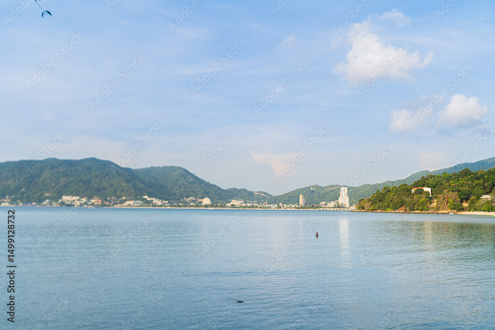 Fototapeta premium Afternoon sky with clouds, background on the beach near Patong.