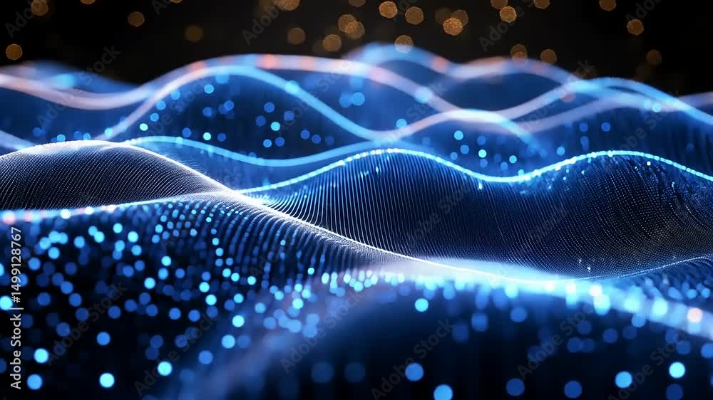 Dynamic blue wave pattern animated background for tech and science presentations