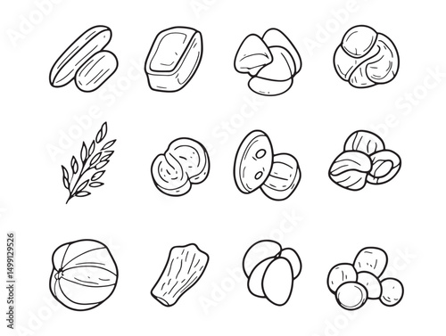 Black and White Gnocchi Pasta Sketch Vector Illustration