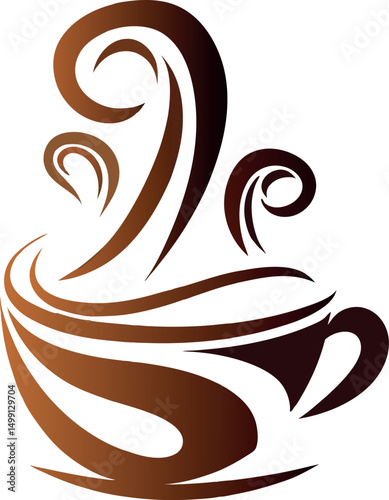 Minimalist coffee cup with soft steam effect.