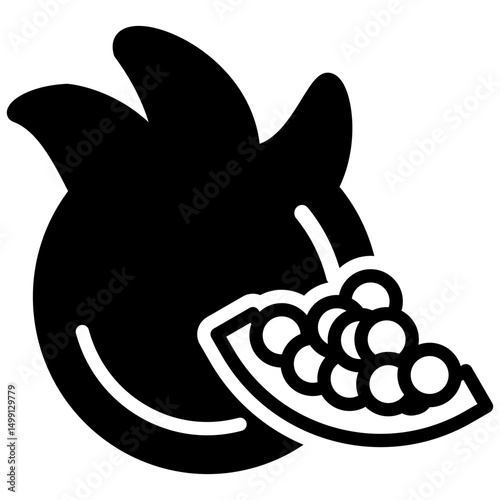 Pomegranate outline mixed icon