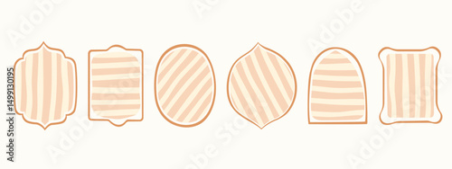 Frame stamp set, vector hand drawn curved borders, abstract wiggle empty wavy curly doodle monograms cadres kit. Minimalist squiggle scribble swirl design elements. Isolated. Vector