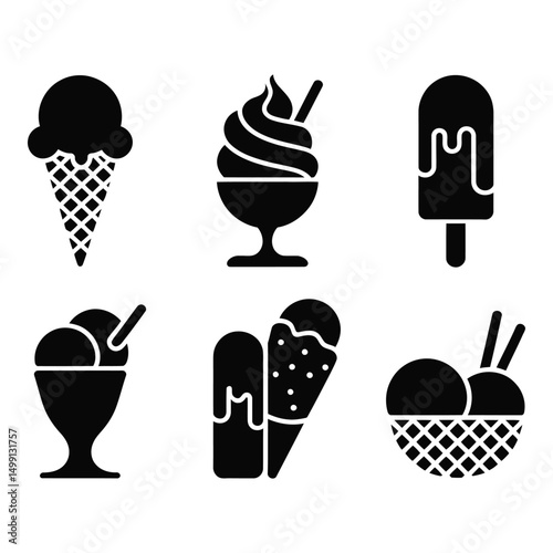 A delightful array of ice cream treats bringing joy and sweet indulgence in minimalist black