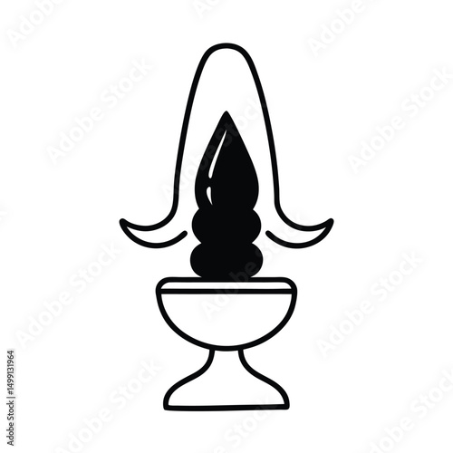 Oil lamp with a fiery candle flame icon isolated on a white background vector illustration