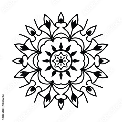 Mandala Pattern with Tribal Animal Motifs