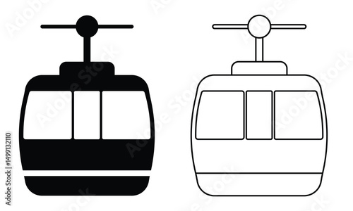 Cable car, ropeway icon vector isolated on white background. Silhouette of Cable car symbol and and sign. Out line icon of cable car, Travel symbol vector illustration.