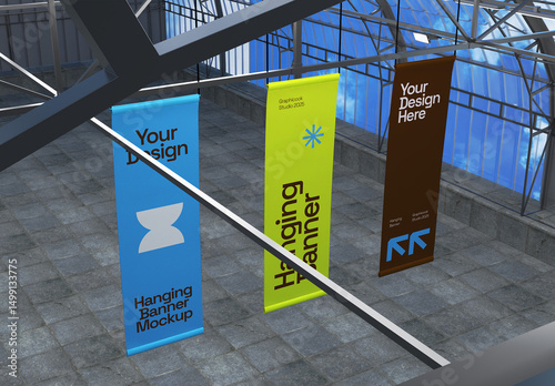 Indoor Hanging Banner Display Mockup