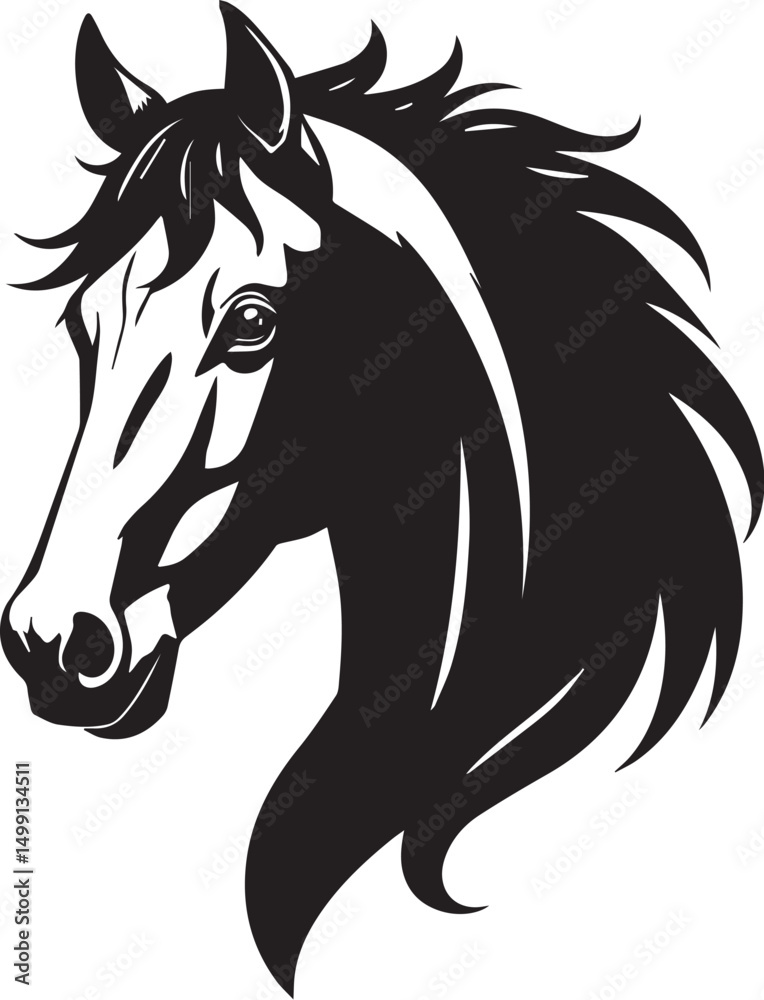 Fototapeta premium Majestic Black and White Portrait of a Horse