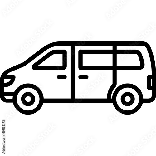 Clean vector icon of a minivan with sliding door