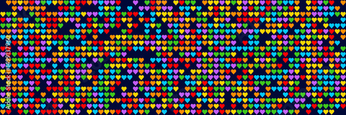Rainbow Heart Mosaic, seamless vector pattern with colorful hearts in a rainbow palette. Perfect for backgrounds, textiles, and festive banner designs, this vibrant pattern spreads love and joy  