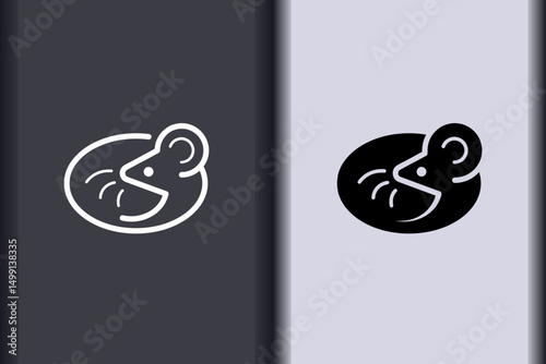Vector rat, mouse minimal flat icon simple concept design. Curve line and object shape creative logo design isolated on background.