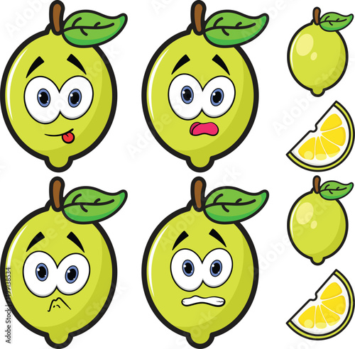 Zesty Lemon Vector Character - Cute Citrus Fruit with Expressive Face