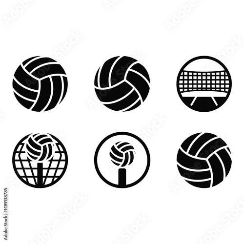 Celebrating vibrant volleyball with icons of athleticism teamwork and sportsmanship on a light grey