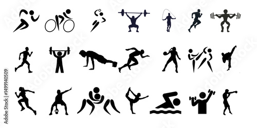 Vector collection of diverse sport and business people silhouettes