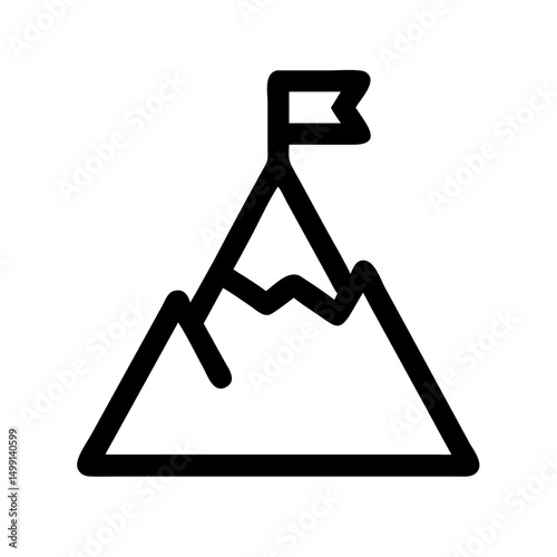 Mountain Peak Icon with Flag Symbolizing Achievement and Aspiration for Blogs, Websites, Education, and Motivation Content  