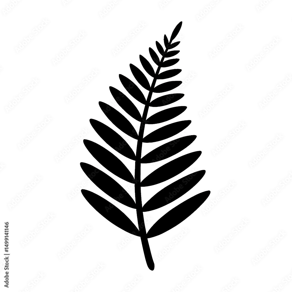 Fototapeta premium fern leafs icon design of black shape silhouette 