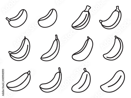 Hand drawn green bean pod minimalistic outline design