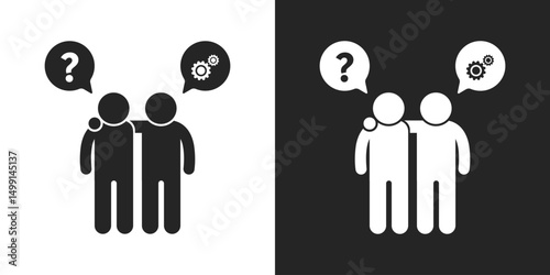 Mentorship support, advice, guidance, solution, team discussion icon symbol vector illustration