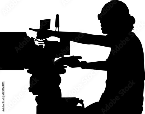 Cameraman Giving Direction Silhouette Vector