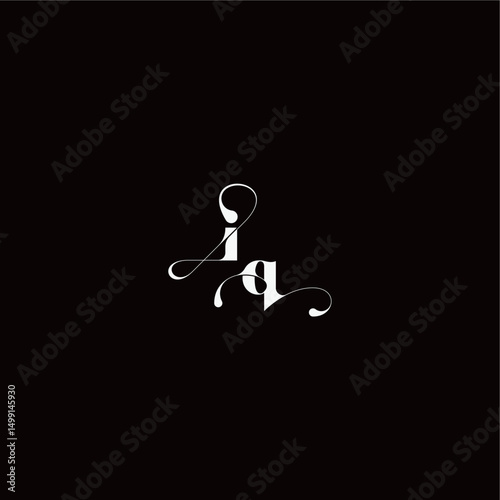 organic hairline logo wedding typography initial letter monogram style and elegant concept IQ