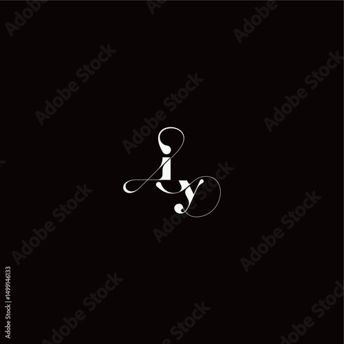 organic hairline logo wedding typography initial letter monogram style and elegant concept IY