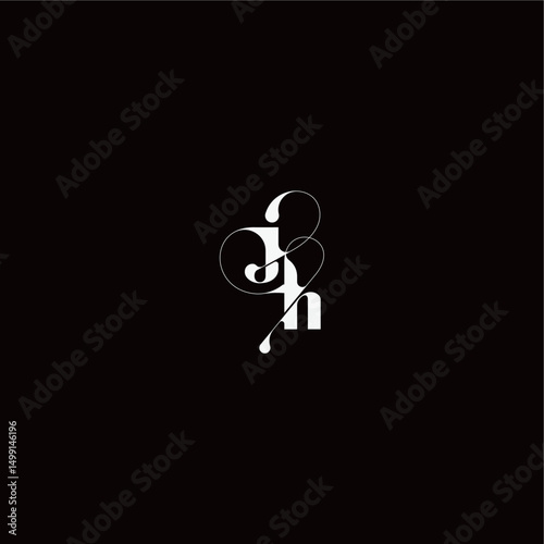 organic hairline logo wedding typography initial letter monogram style and elegant concept JH