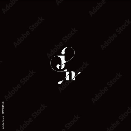 organic hairline logo wedding typography initial letter monogram style and elegant concept JN