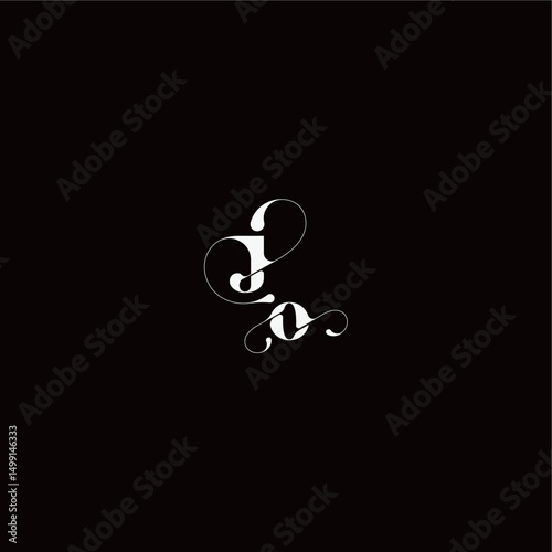 organic hairline logo wedding typography initial letter monogram style and elegant concept JO