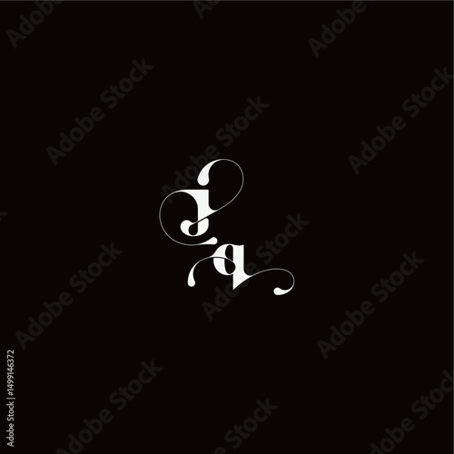 organic hairline logo wedding typography initial letter monogram style and elegant concept JQ