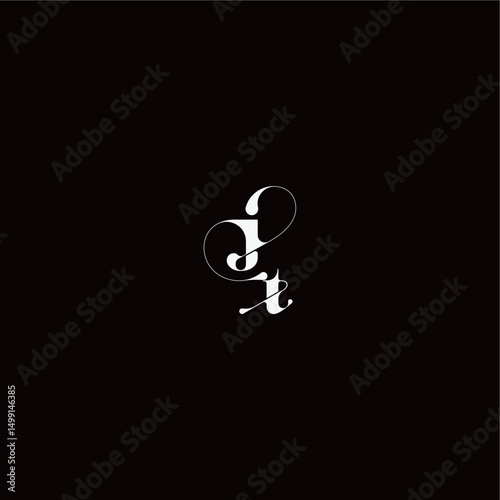 organic hairline logo wedding typography initial letter monogram style and elegant concept JT
