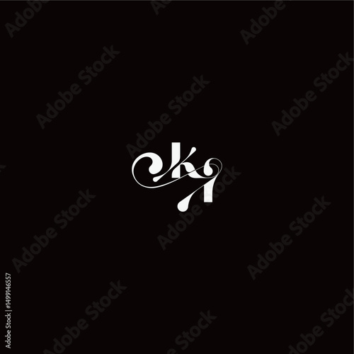 organic hairline logo wedding typography initial letter monogram style and elegant concept KI