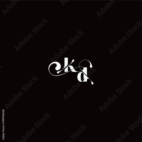 organic hairline logo wedding typography initial letter monogram style and elegant concept KD