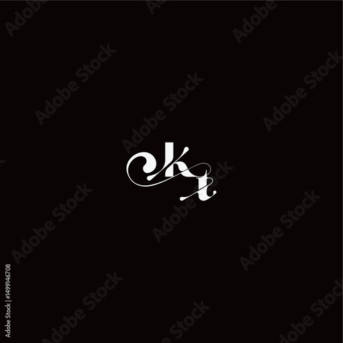 organic hairline logo wedding typography initial letter monogram style and elegant concept KT