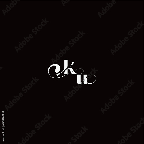 organic hairline logo wedding typography initial letter monogram style and elegant concept KU