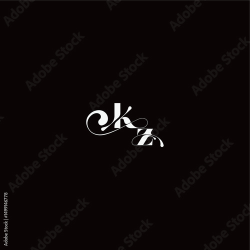 organic hairline logo wedding typography initial letter monogram style and elegant concept KZ