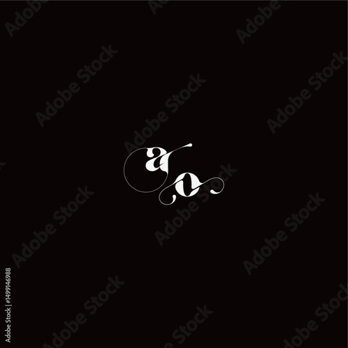 wedding typography initial monogram style and elegant concept AO organic hairline logo letter