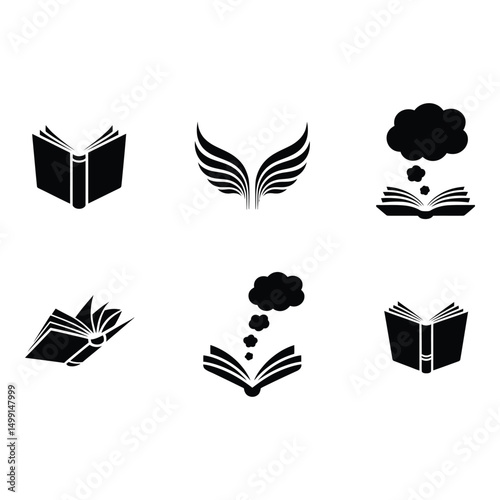 Exploring the boundless imagination through stories represented in icons with graphic book and wing