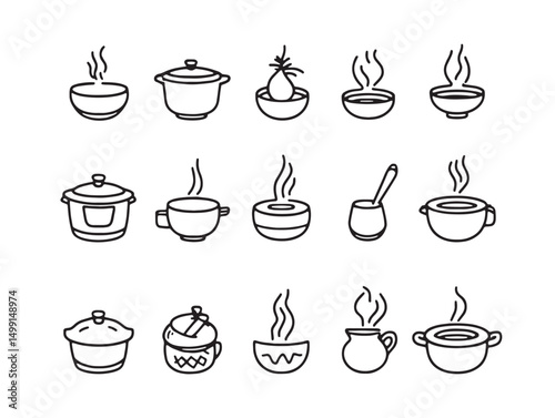 Classic southern gumbo recipe outline drawing vector