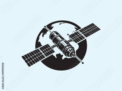 Technological Satellite Traveling Through Space